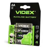 Батарейка щелочная Videx LR6/AA 4шт Blister Card