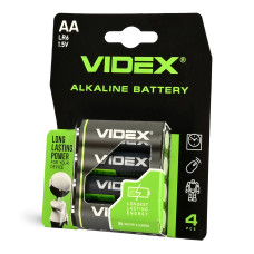 Батарейка щелочная Videx LR6/AA 4шт Blister Card