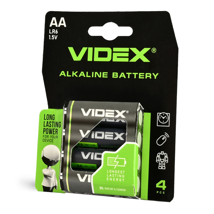 Батарейка щелочная Videx LR6/AA 4шт Blister Card
