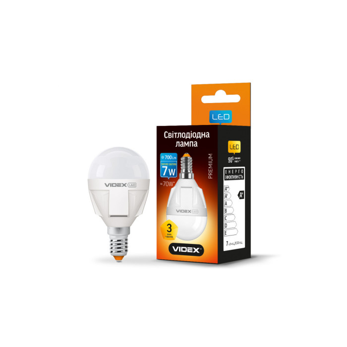 LED лампа VIDEX G45 7W E14 3000K 220V (VL-G45-07143)