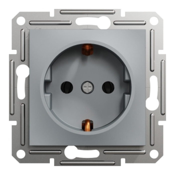 Розетка с заземлением Schneider Electric Asfora Сталь EPH3100162