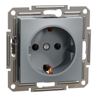 Розетка з заземленням сталь Schneider Electric Asfora EPH3000162