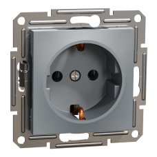 Розетка з заземленням сталь Schneider Electric Asfora EPH3000162