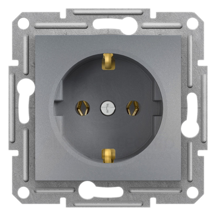 Розетка з заземленням сталь Schneider Electric Asfora EPH3000162