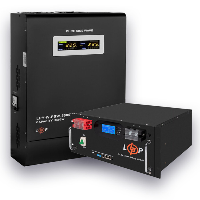 Комплект резервного питания LogicPower ИБП 3500W + литиевая (LiFePO4) батарея 150Ач 51.2В