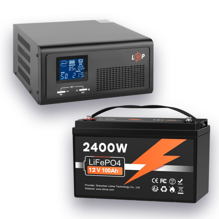 Комплект резервного питания LogicPower ИБП 300W + литиевая (LiFePO4) батарея 100Ач 12В
