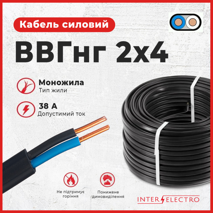Кабель Інтерелектро ВВГНГ 2/4