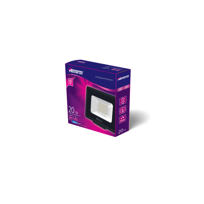Прожектор LED Memorex MEF6B-020W 6500k чорний