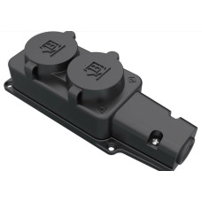Розетка настенная двойная, с крышкой  16А каучуковая IP55