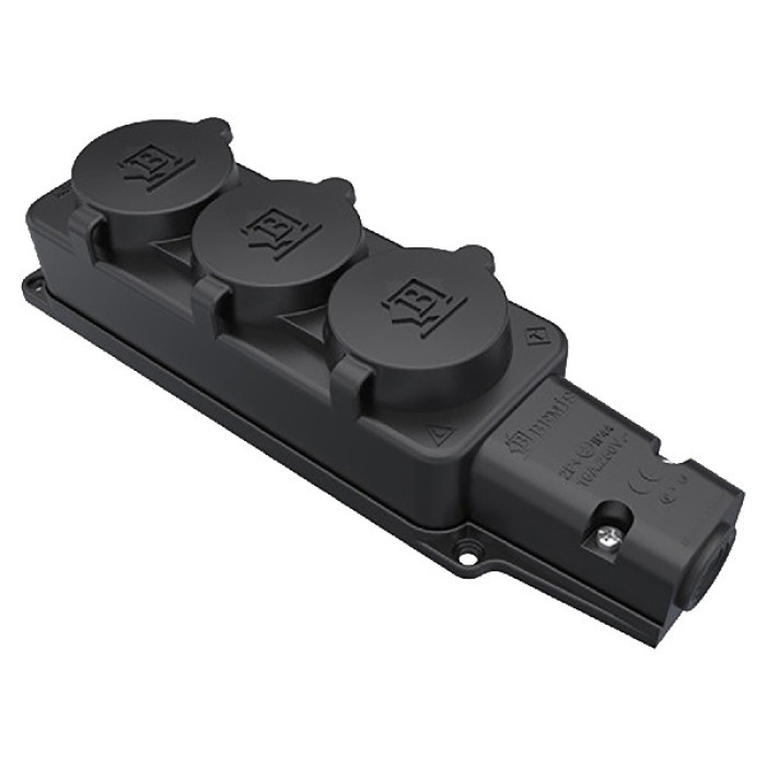 Розетка тройная BK1-1402-3613 16А (каучук) IP44 Розетка тройная BK1-1402-3613 16А (каучук) IP44