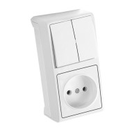 Вертикальний блок Розетка +Вимикач  2-кл  IP20  VERA  90681089
