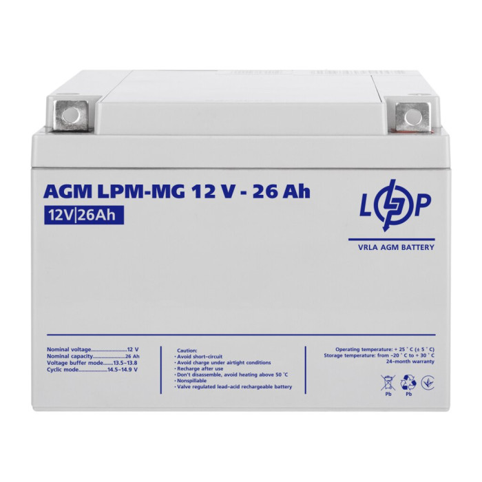 Акумулятор мультигелевий LPM-MG 12V - 26 Ah Акумулятор мультигелевий LPM-MG 12V - 26 Ah