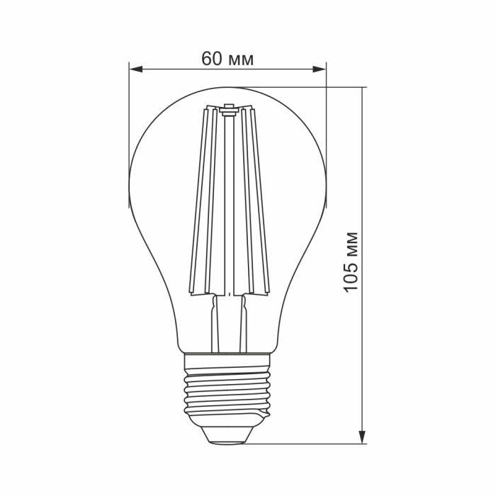 LED лампа Filament A60FF 08W E27 1200K VIDEX