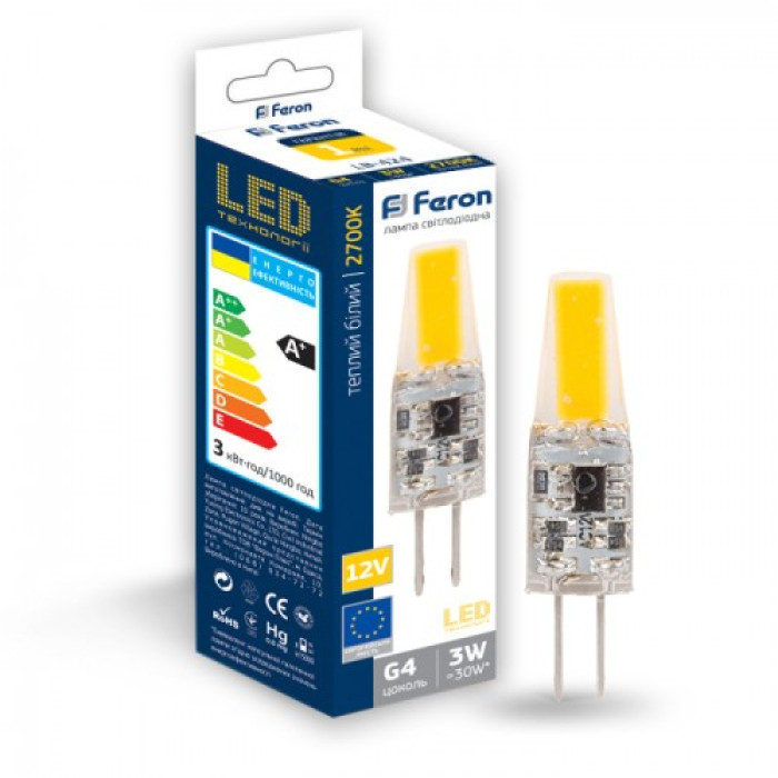 Светодиодная лампа Feron LB-424 3W COB 12V G4 2700К