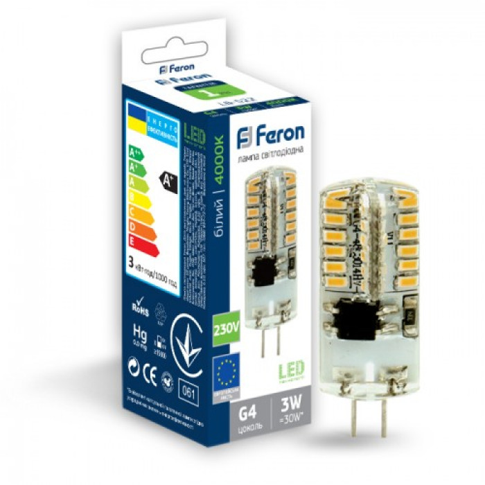 Світлодіодна лампа Feron LB-522 3W 230V G4 4000K