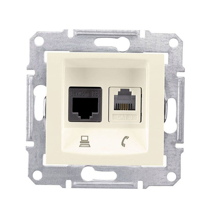 Розетка RJ45+RJ11 5е UTP Sedna Кремовий (SDN5100123)