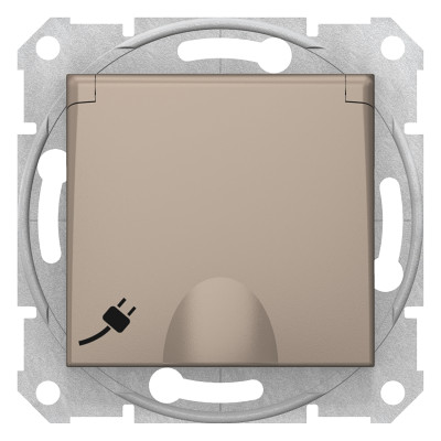 Розетка Sedna с заземлением и защитными шторками титан (SDN3100168)