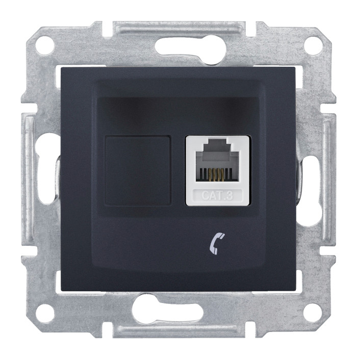 Телефонна розетка Schneider Sedna RJ11 4 контакти Графітова (SDN4101170)