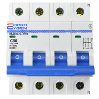Автоматичний вимикач УкрЕМ ВА-2017/С 3р+N 50А АСКО