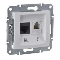 Розетка комп'ютерна+телефонна RJ45+RJ11 5е UTP Sedna Білий (SDN5100121)