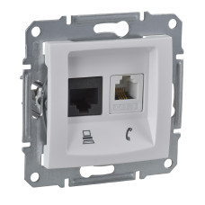Розетка комп'ютерна+телефонна RJ45+RJ11 5е UTP Sedna Білий (SDN5100121)