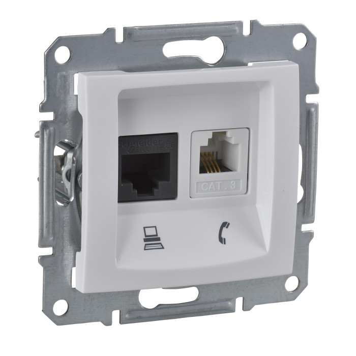 Розетка комп'ютерна+телефонна RJ45+RJ11 5е UTP Sedna Білий (SDN5100121)