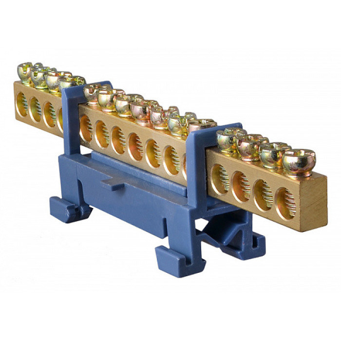 BC-515 6х9 15 отв. Нулевая шина с изолятором на Din-рейку