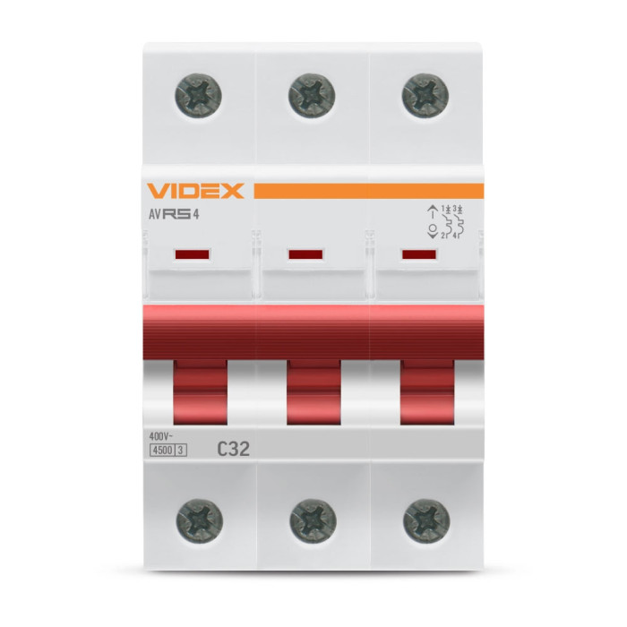 Автоматический выключатель VIDEX RESIST RS4 3п 32А С 4,5кА