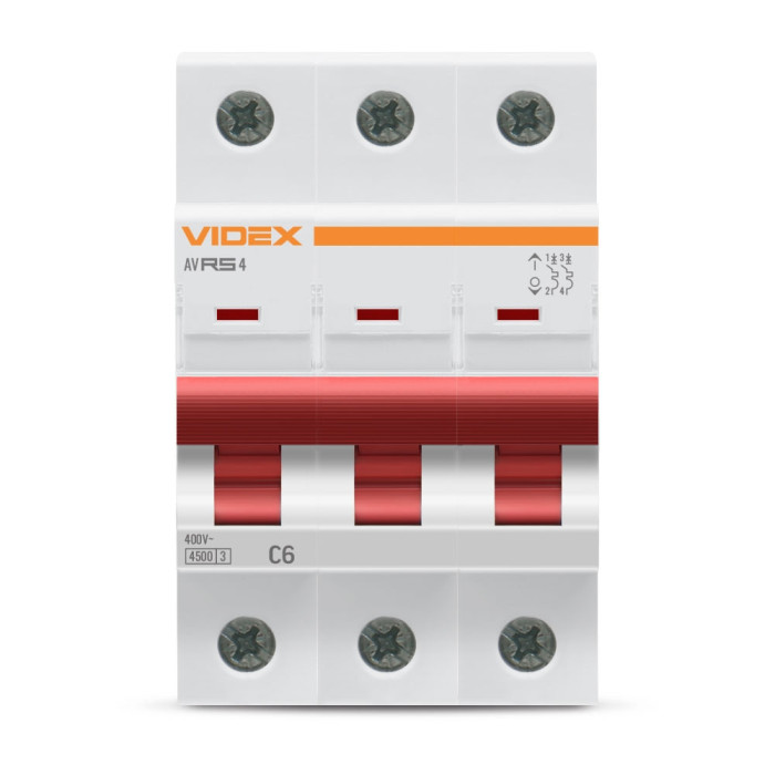 Автоматический выключатель VIDEX RESIST RS4 3п 6А С 4,5кА
