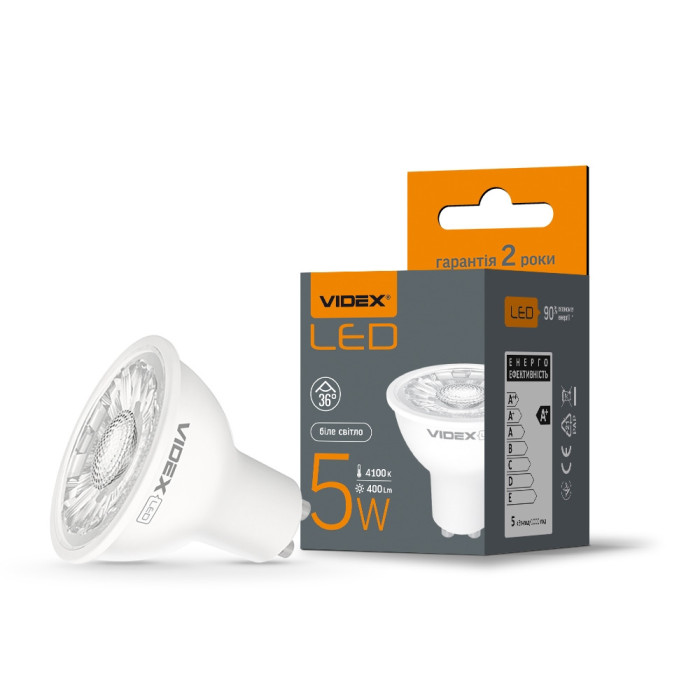 Лампа LED VIDEX E-Series MR16eL 5W 4100K GU10 220V (VL-MR16eL-05104)