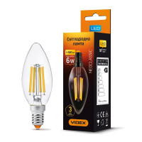 LED лампа Filament C37F 6W E14 4100К VIDEX
