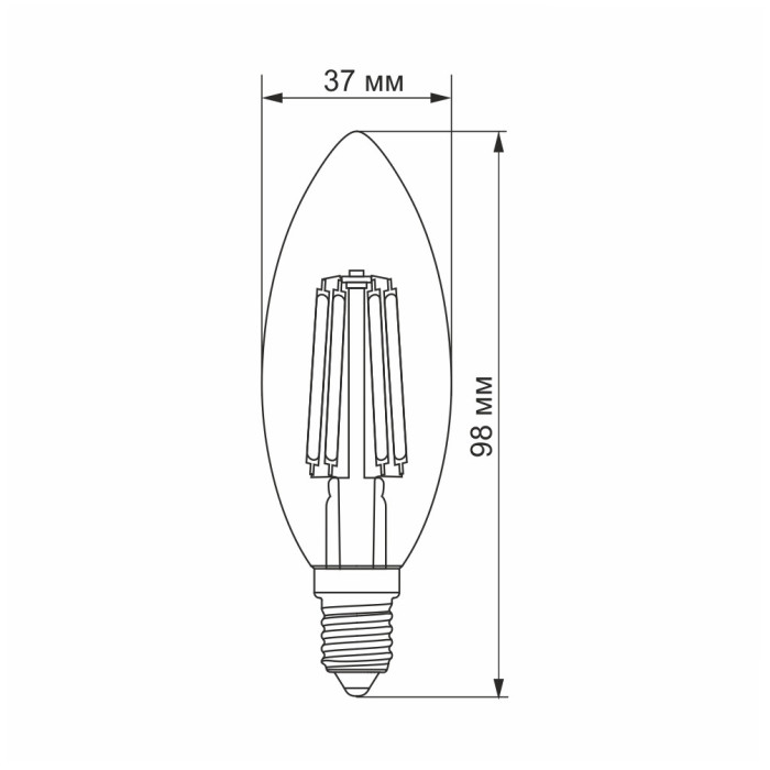 LED лампа Filament C37F 6W E14 4100К VIDEX