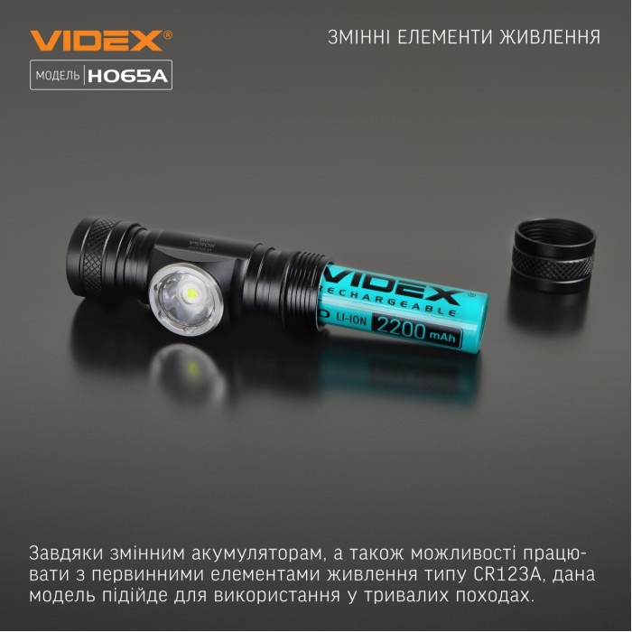 Налобний світлодіодний ліхтарик VIDEX VLF-H065A 1200 лм 5000K
