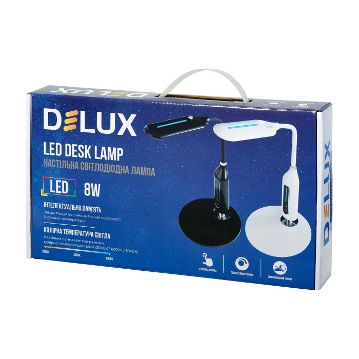 Светильник светодиодный настольный DELUX_TF-510_8 Вт LED 3000K-4000K-6000K белый