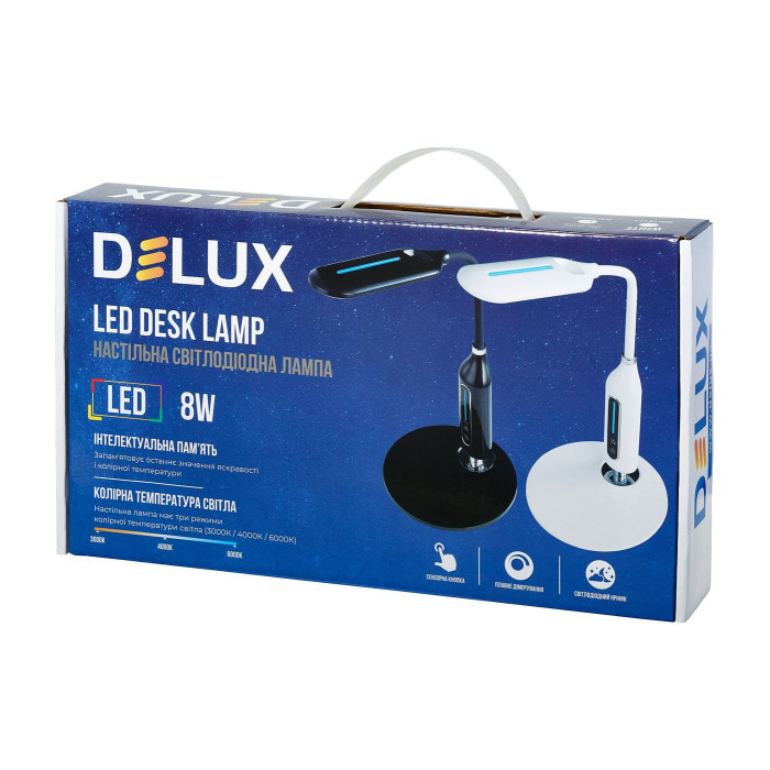Светильник светодиодный настольный DELUX_TF-510_8 Вт LED 3000K-4000K-6000K черный