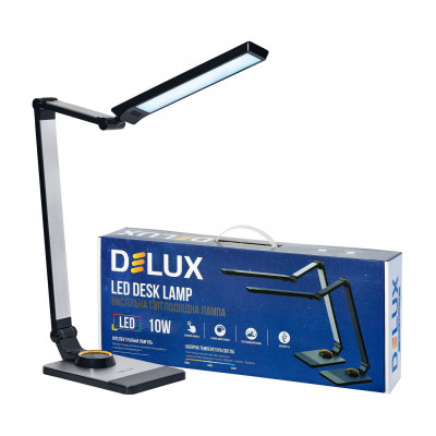 Светильник светодиодный настольный DELUX_TF-520_10 Вт LED 3000K-4000K-6000K_USB серебристый