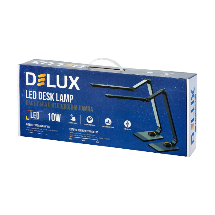Светильник светодиодный настольный DELUX_TF-520_10 Вт LED 3000K-4000K-6000K_USB серебристый