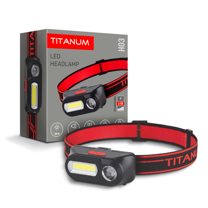 Налобний світлодіодний ліхтарик TITANUM TLF-H03 180 лм 6500K 27326