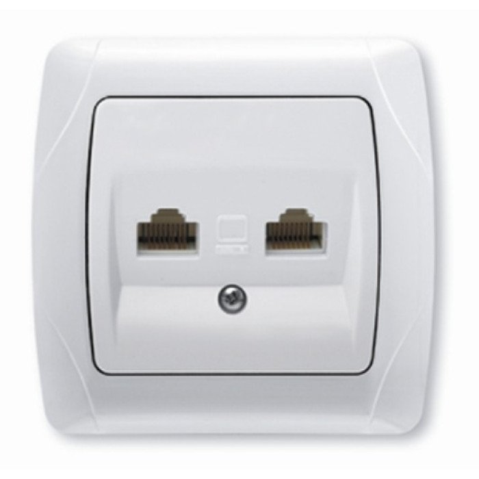 Розетка компьютерная двойная (2 х RJ45) белая ViKO Carmen 90561034 Розетка компьютерная двойная (2 х RJ45) белая ViKO Carmen 90561034