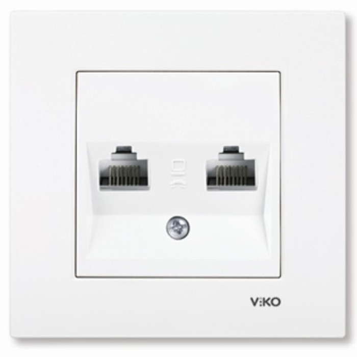 Розетка комп'ютерна подвійна RJ-45 біла ViKO Karre 90960034 Розетка комп'ютерна подвійна RJ-45 біла ViKO Karre 90960034