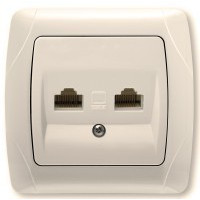 Розетка комп'ютерна подвійна (2 х RJ45) крем ViKO Carmen 90562034 (Cat5E)