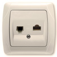 Розетка комп'ютер + телефон (RJ45 – RJ11) крем ViKO Carmen 90562035