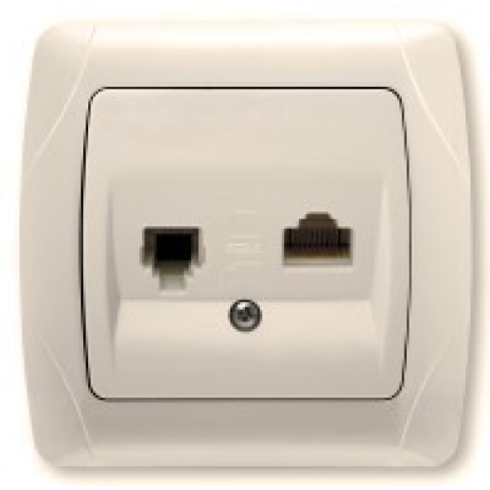 Розетка компьютер + телефон (RJ45 - RJ11) крем ViKO Carmen 90562035
