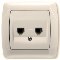 Розетка телефонна подвійна (2 х RJ11) крем ViKO Carmen 90562033