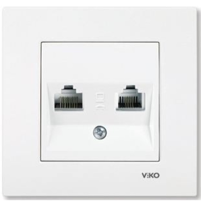 Розетка компьютер + телефон (RJ45 - RJ11) белая ViKO Karre 90960035 Розетка компьютер + телефон (RJ45 - RJ11) белая ViKO Karre 90960035