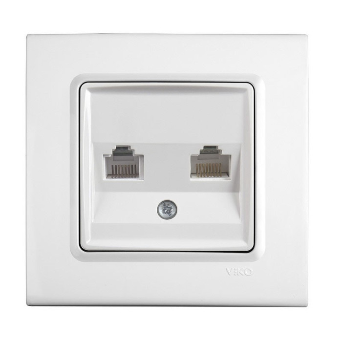 Розетка компьютерная двойная RJ-45 белая Viko Linnera 90400034