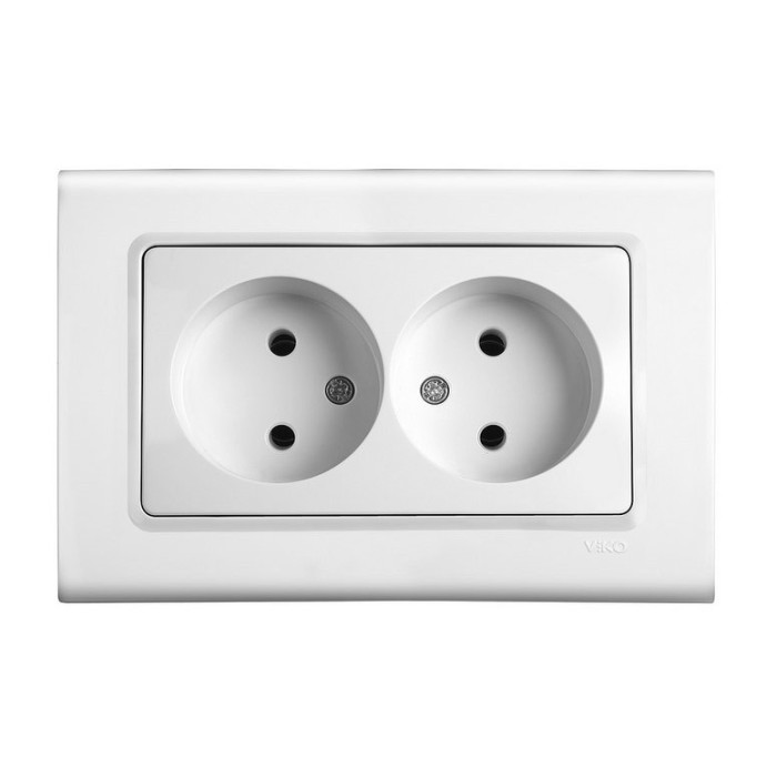 Розетка двойная без заземления белая Viko Linnera 90400055
