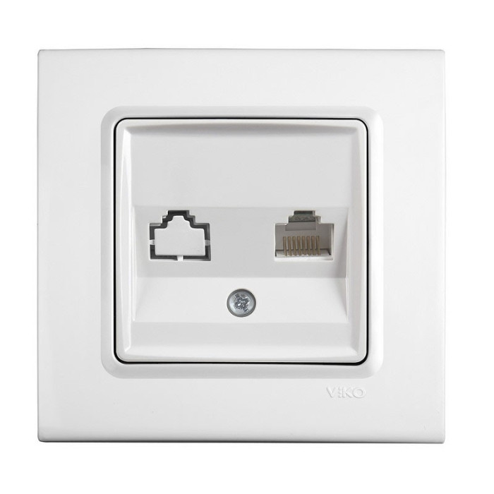 Розетка компьютерная одинарная RJ-45 белая Viko Linnera 90400032