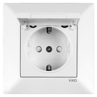Розетка с заземлением и крышкой белая Viko Meridian 90970112-WH