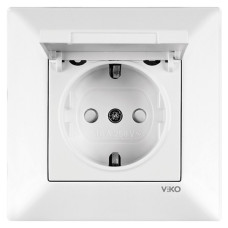 Розетка с заземлением и крышкой белая Viko Meridian 90970112-WH